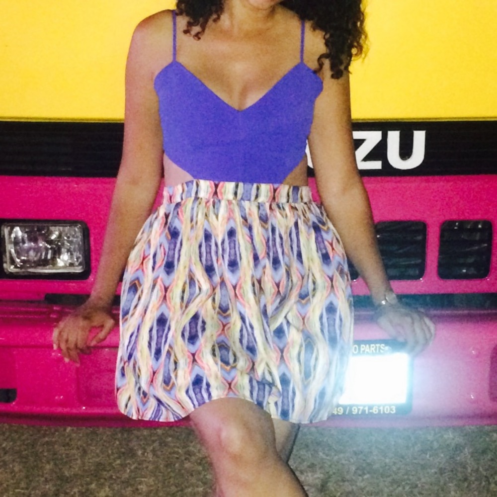 Blue/Multicolored 2 Piece Dress Size Large